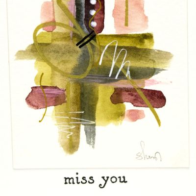 Miss You Abstract in Pink, card AROS060