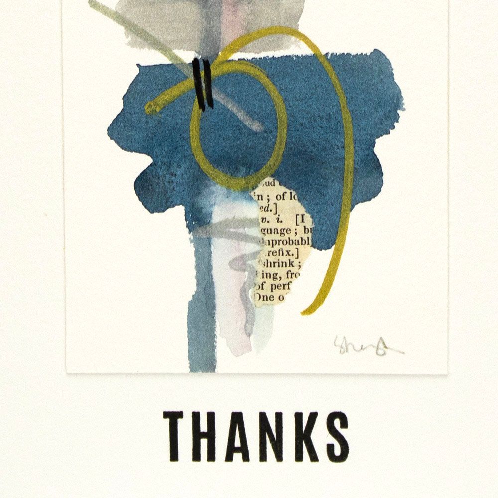 Thanks Abstract Collage in Blue, card AROS059