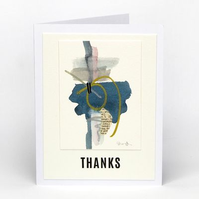Thanks Abstract Collage in Blue, card AROS059