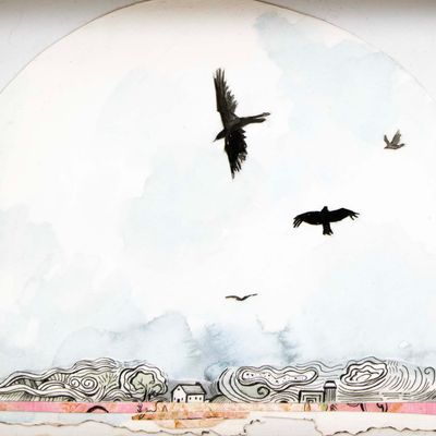 Birds in Flight, framed painting BARJ185