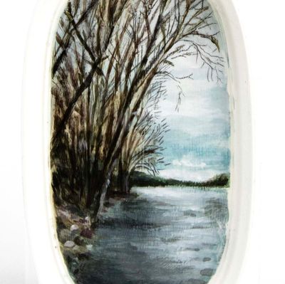 The Lake, painting on plastic lid BARJ181