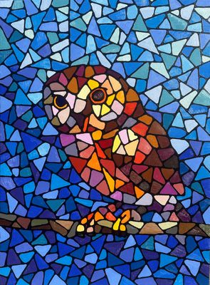 Owl Mosaic, acrylic on canvas COOC116