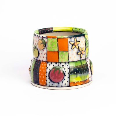 Quilt Mug: Yellow Flower Veg Patch, ceramic SNYB087