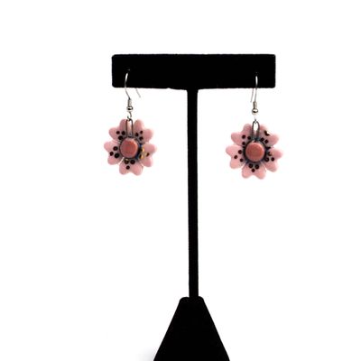 Pink Flower, ceramic earrings SNYB096