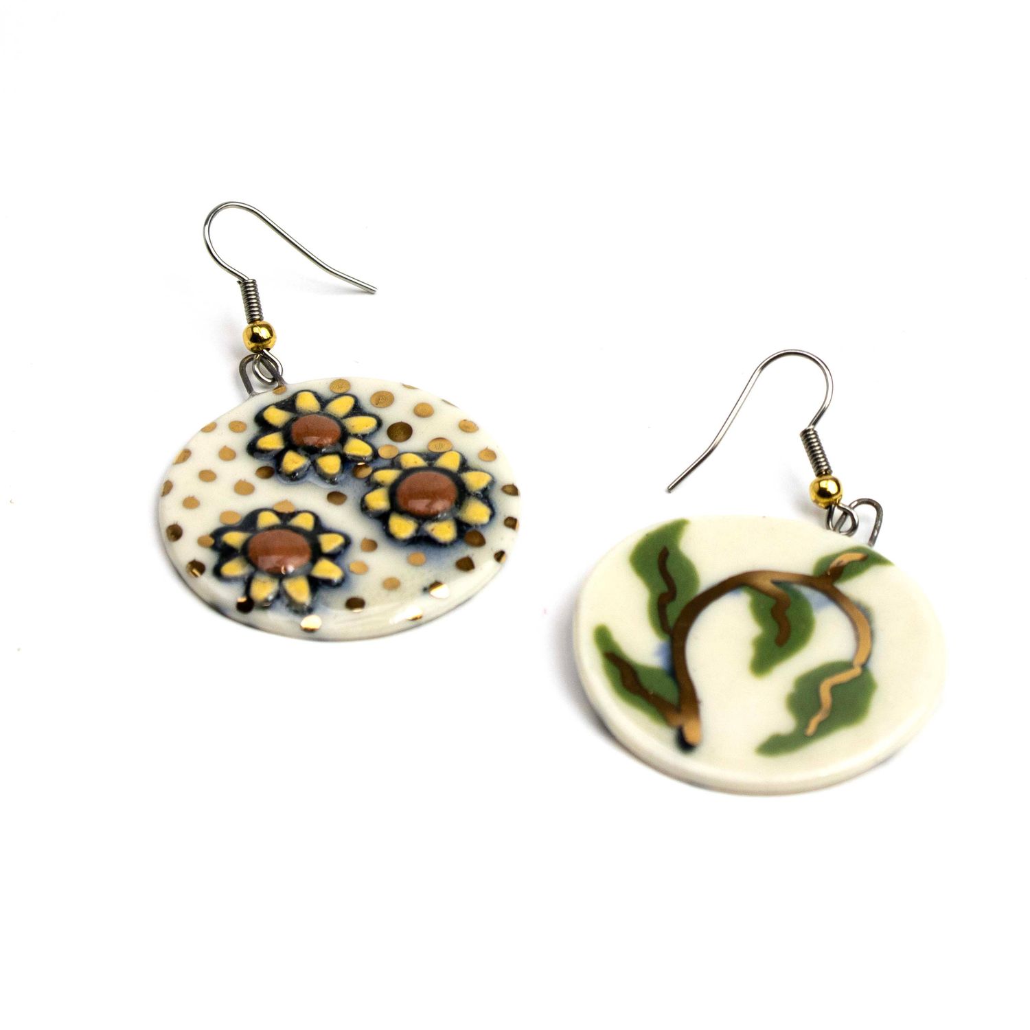 Sunflower, ceramic earrings SNYB094