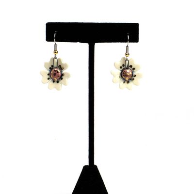 White Flower, ceramic earrings SNYB099