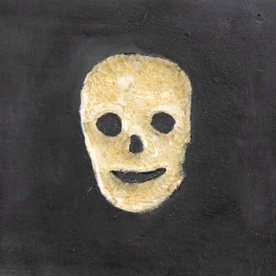 Skull Square Trivet, ceramic DHOJ057