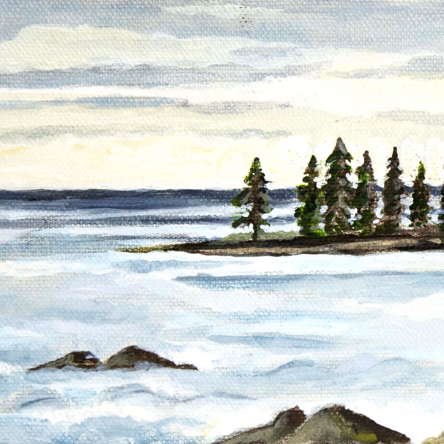 Prospect Harbor Bay, acrylic painting CHAE68