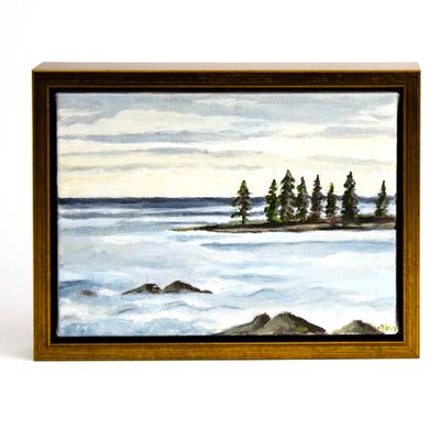 Prospect Harbor Bay, acrylic painting CHAE68