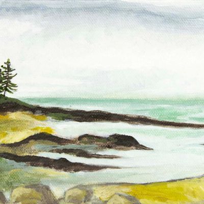 Morning On Prospect Harbor Bay, acrylic painting CHAE70