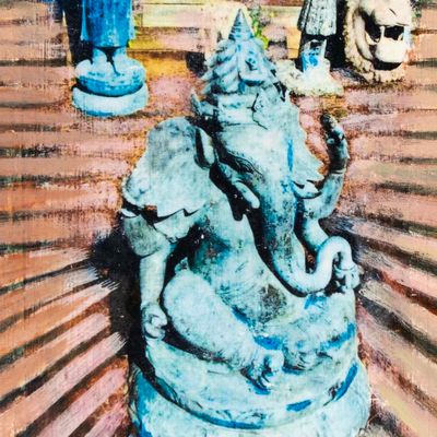 Ganesh &amp; Friends, mixed media painting SAND517