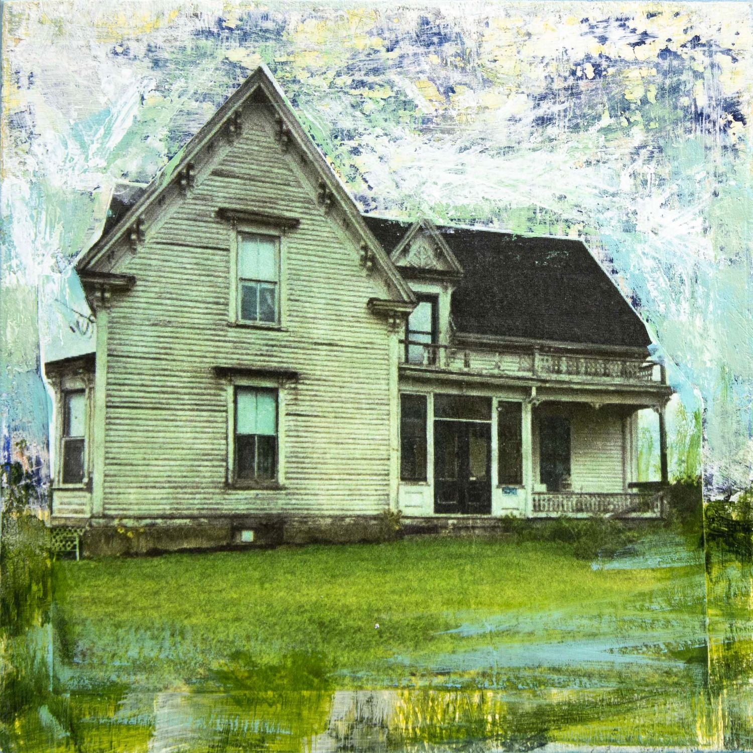 Abandoned Drive By, mixed media painting SAND518