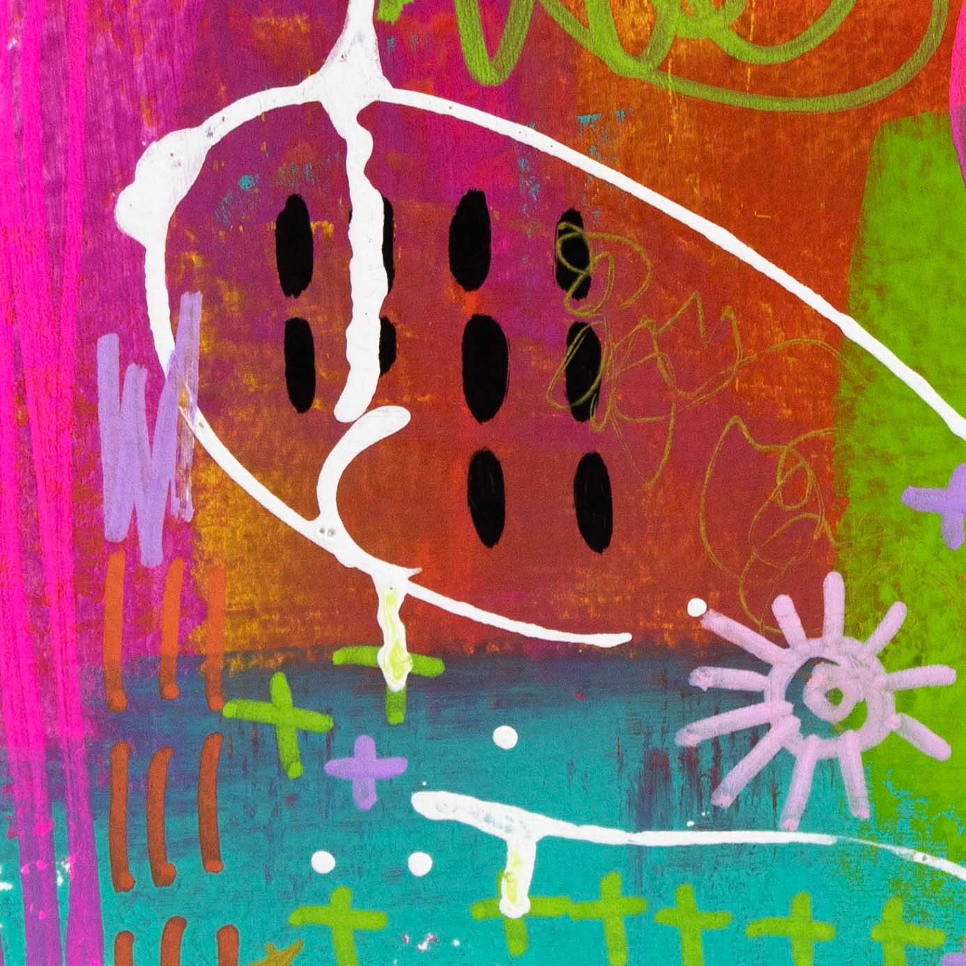 Big White Swoop, mixed media card AROS067