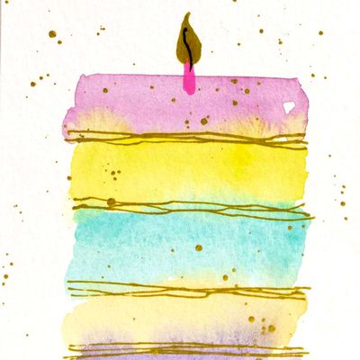 Birthday Cake Watercolor, card AROS070