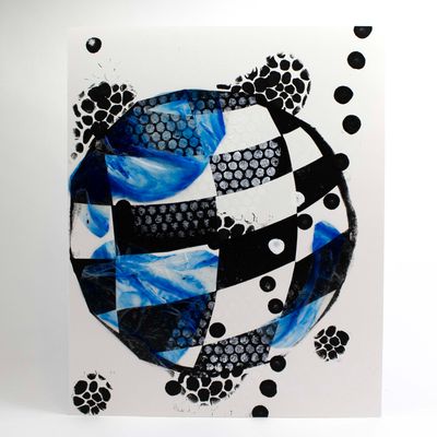 Under the Wave Series #5, mixed media collage NEGN24
