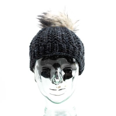 Charcoal Hat, handknit EWIV105