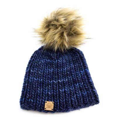 Navy Hand-Dyed Hat, handknit EWIV106