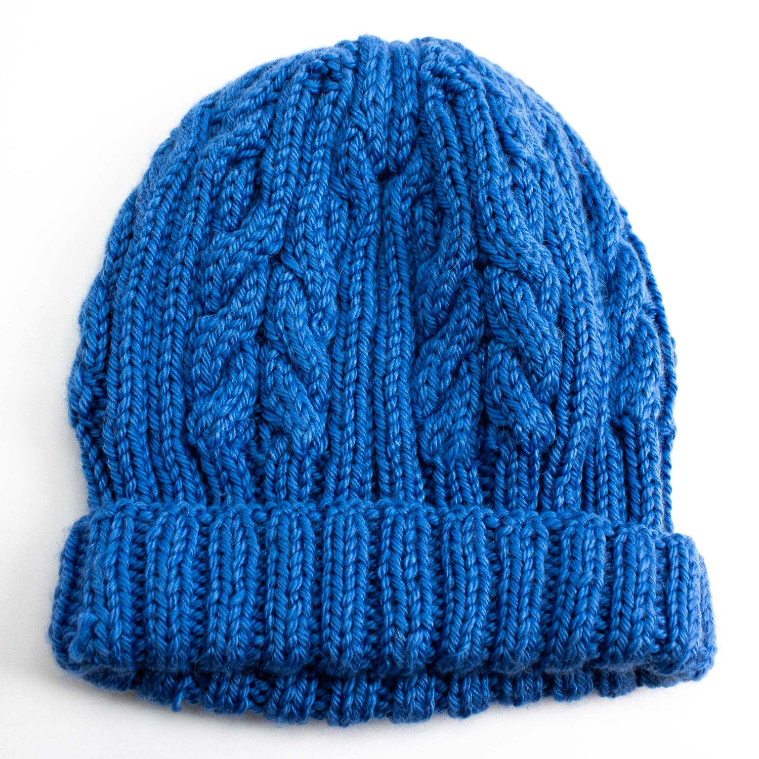 Vivd Blue Hand-Dyed Hat, handknit EWIV107