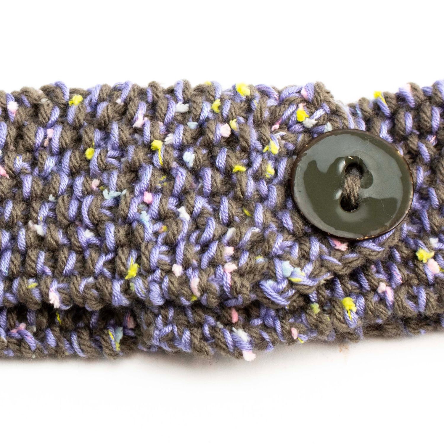 Lavender with Neutrals, handknit headwrap HIRC256