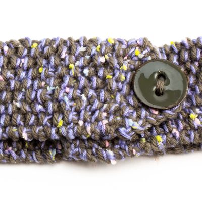 Lavender with Neutrals, handknit headwrap HIRC256