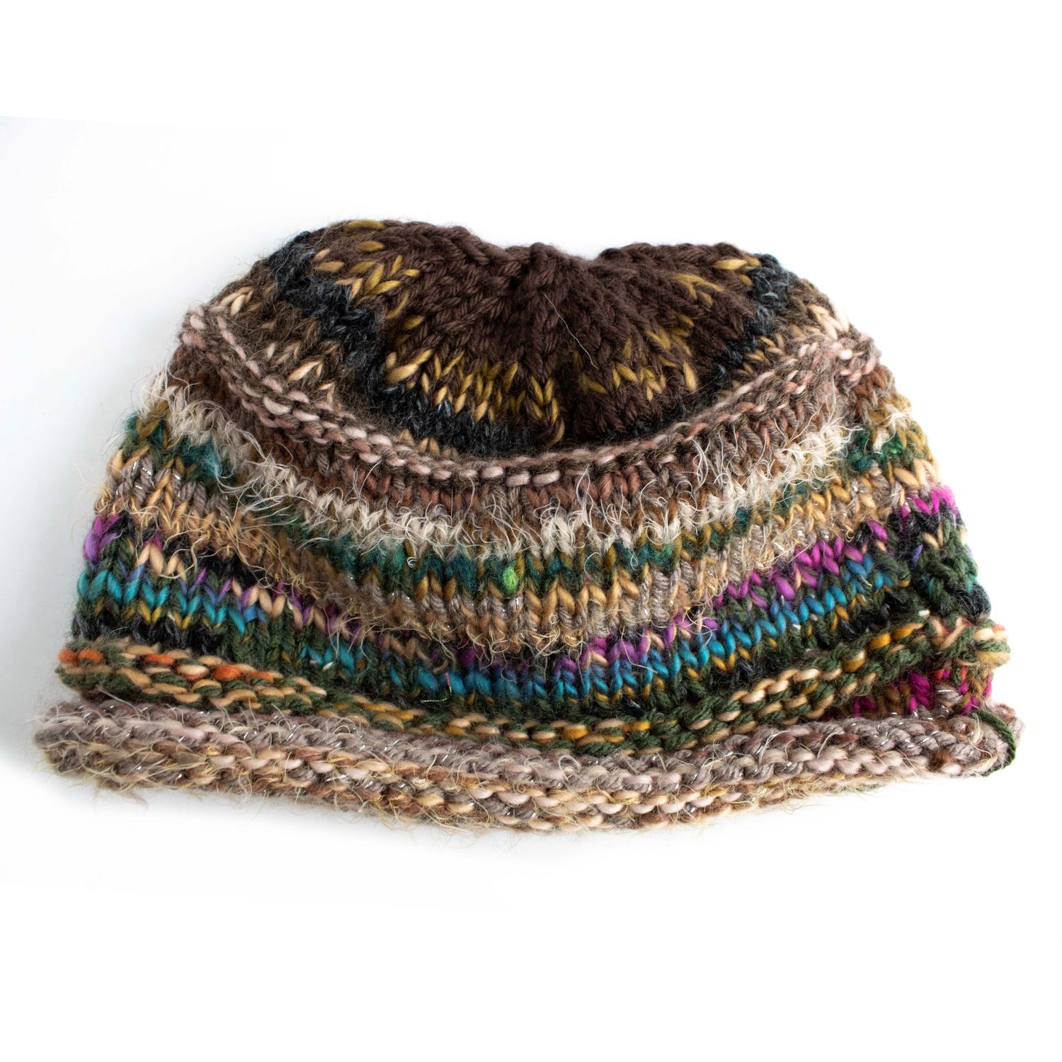 Chocolate, handknit hat HIRC320