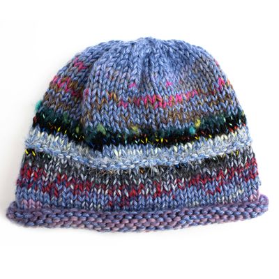 Slate Blue, handknit hat HIRC360