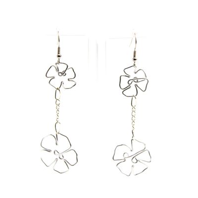 Flower Pairs, metal earrings WOOD37