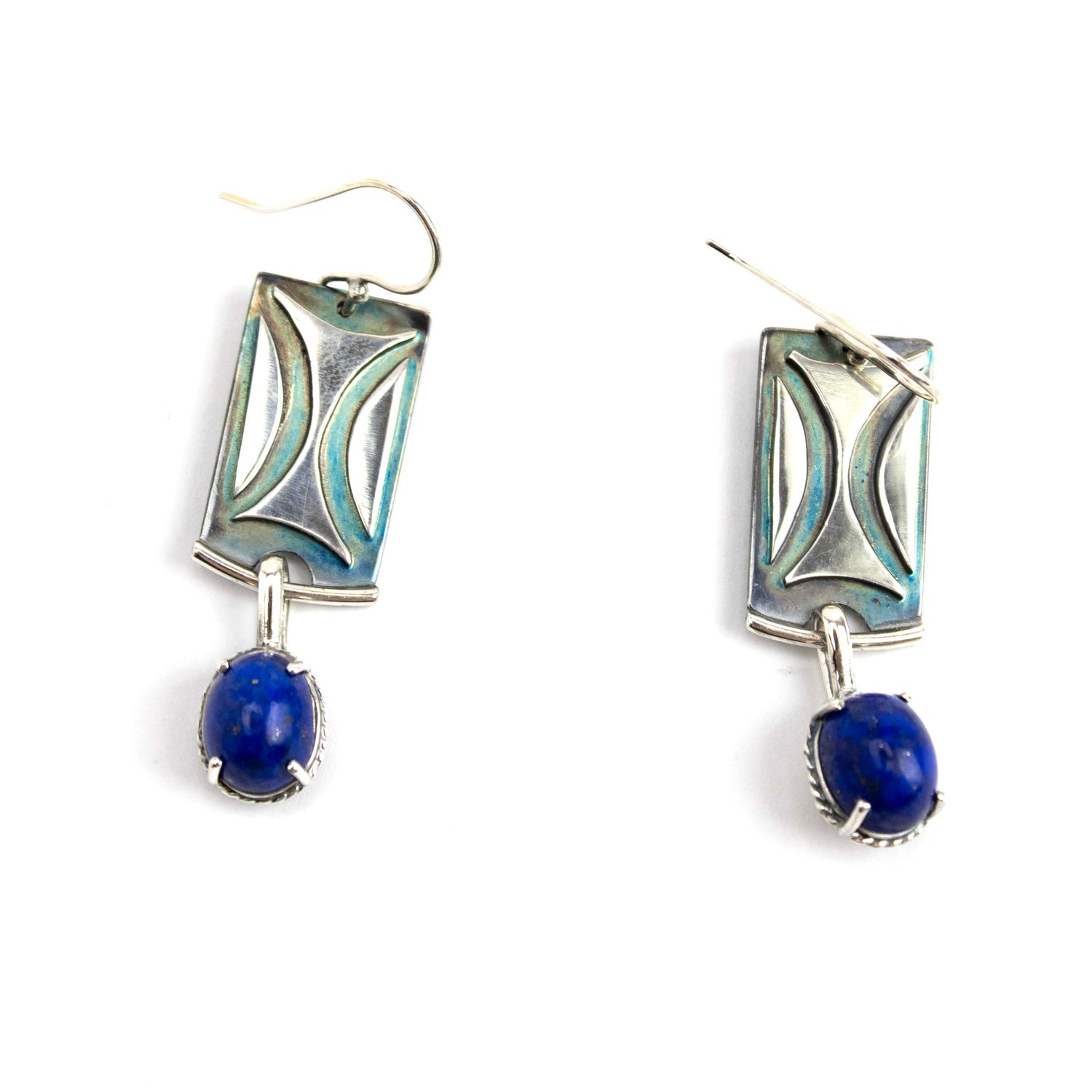 Pattern with Lapis, drop earrings BRYH663