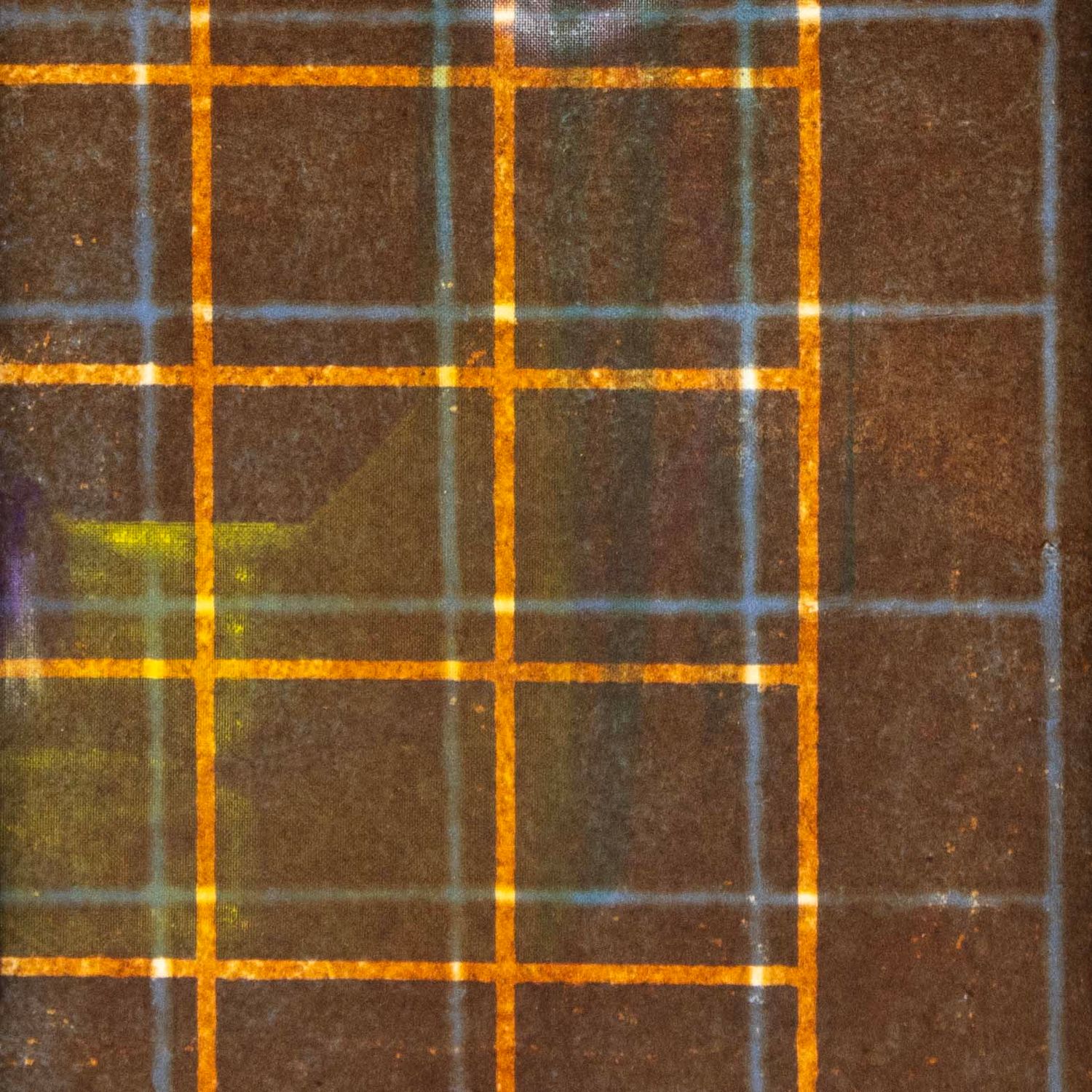 Rust &amp; Orange Plaid in Negative Frame, etching &amp; monotype prints VANK573