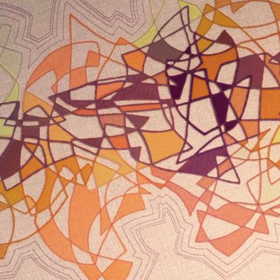 Gold Kaleidoscope Hoop, textile wall art SHER126