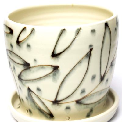 Ivory/Gray, large planter HECL404