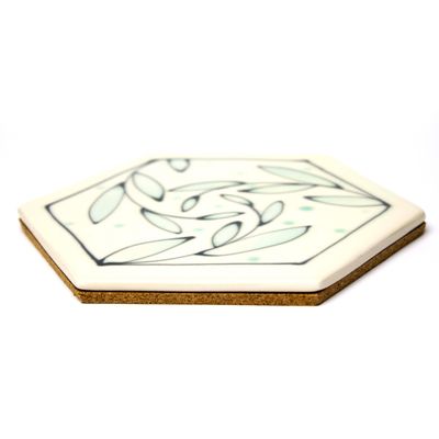 Blue Green Light, trivet with cork HECL409