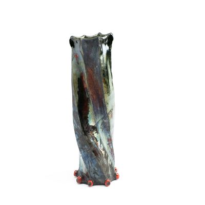 Tall Twisty Vase, raku ceramic MAHP114