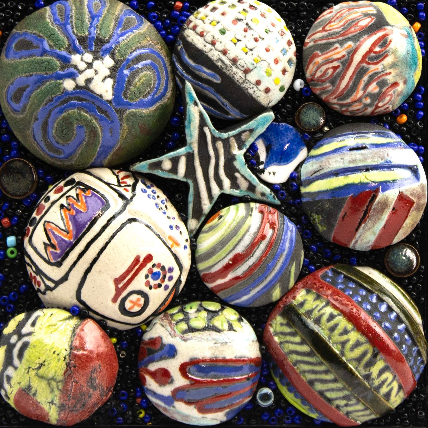 Blue Heavens Mosaic, glass on wood MAHP117