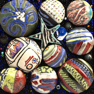 Blue Heavens Mosaic, glass on wood MAHP117