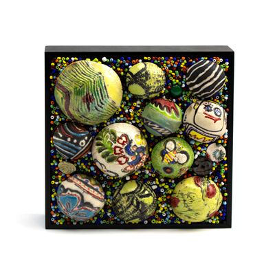 Universe Mosaic, raku and glass MAHP118