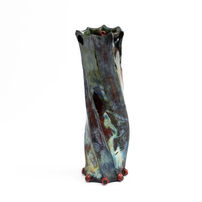 Tall Twisty Vase, raku ceramic MAHP114