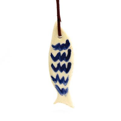 Ornament: Indigo Blue Fish, ceramic ROHG034