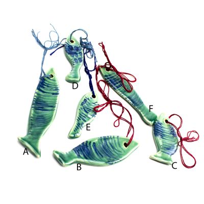 Ornament: Green Fish, ceramic ROHG033