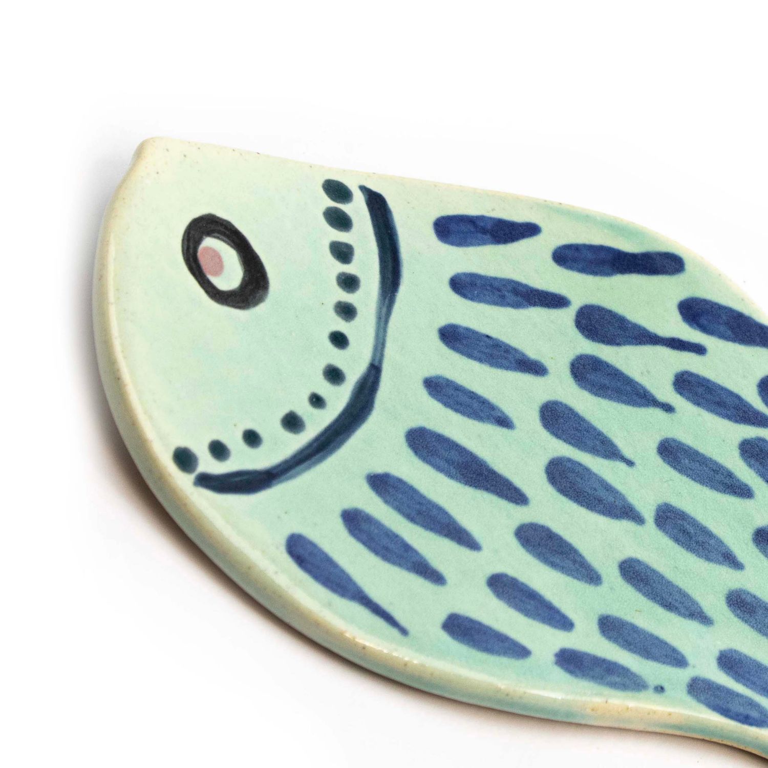 Fish Plate: Blue-Green, ceramic ROHG040