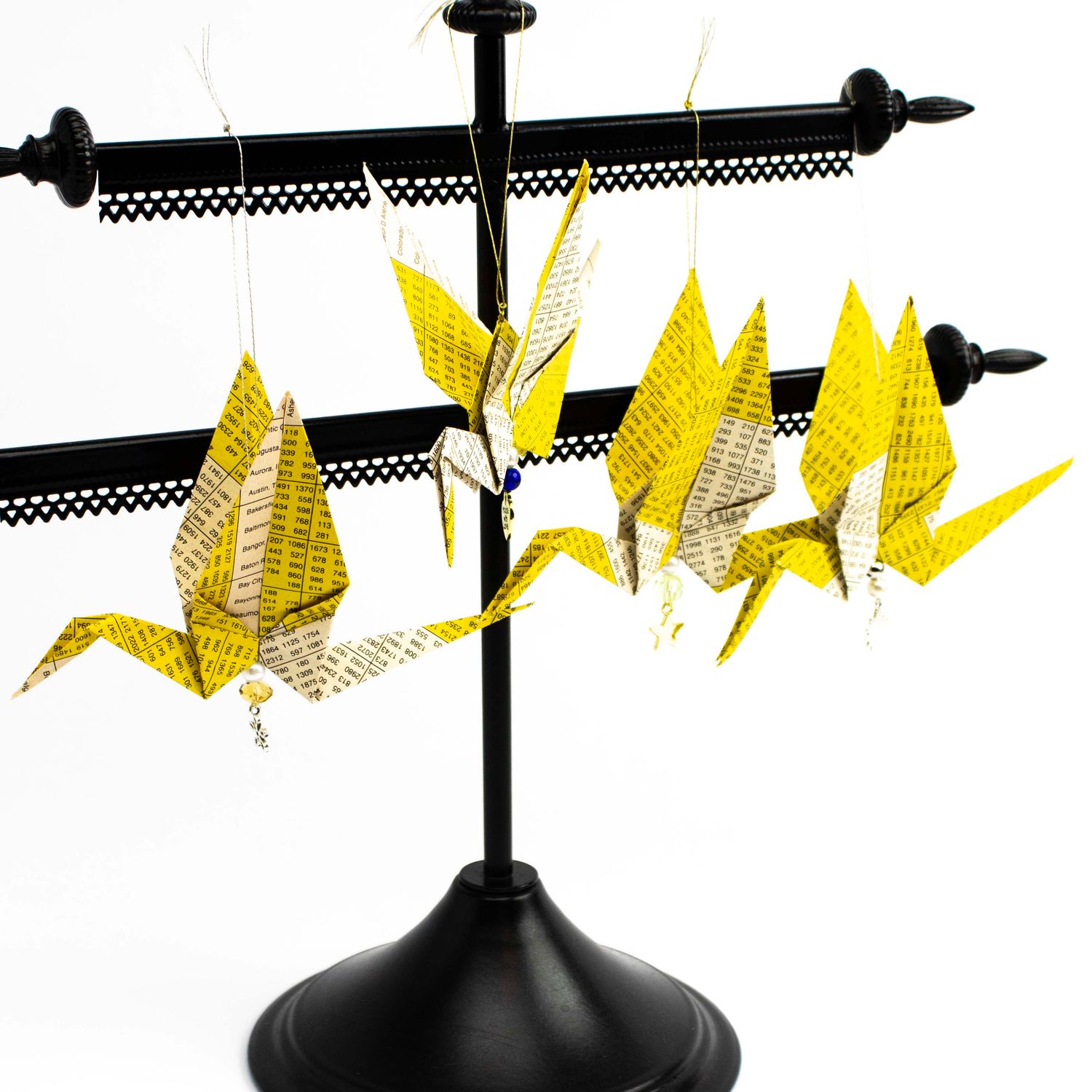 Yellow &amp; White Number Cranes, paper origami ROWM11