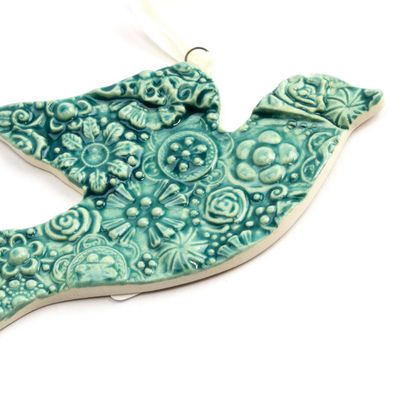 Dove Ornament: Teal, ceramic BURR204