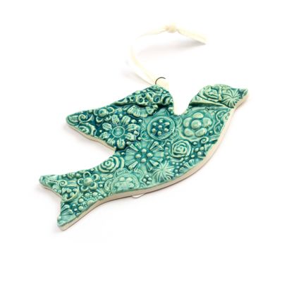 Dove Ornament: Teal, ceramic BURR204
