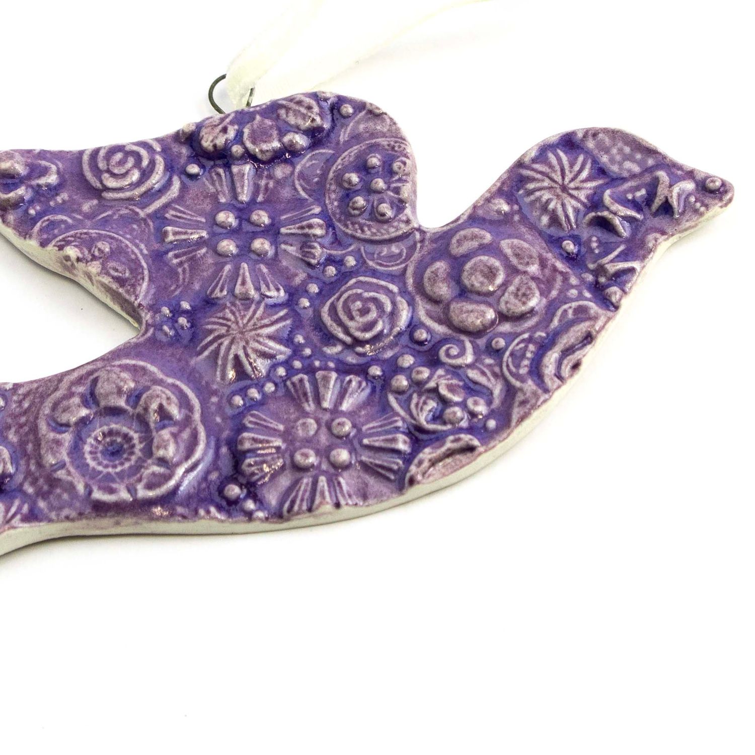 Dove Ornament: Dark Purple, ceramic BURR201