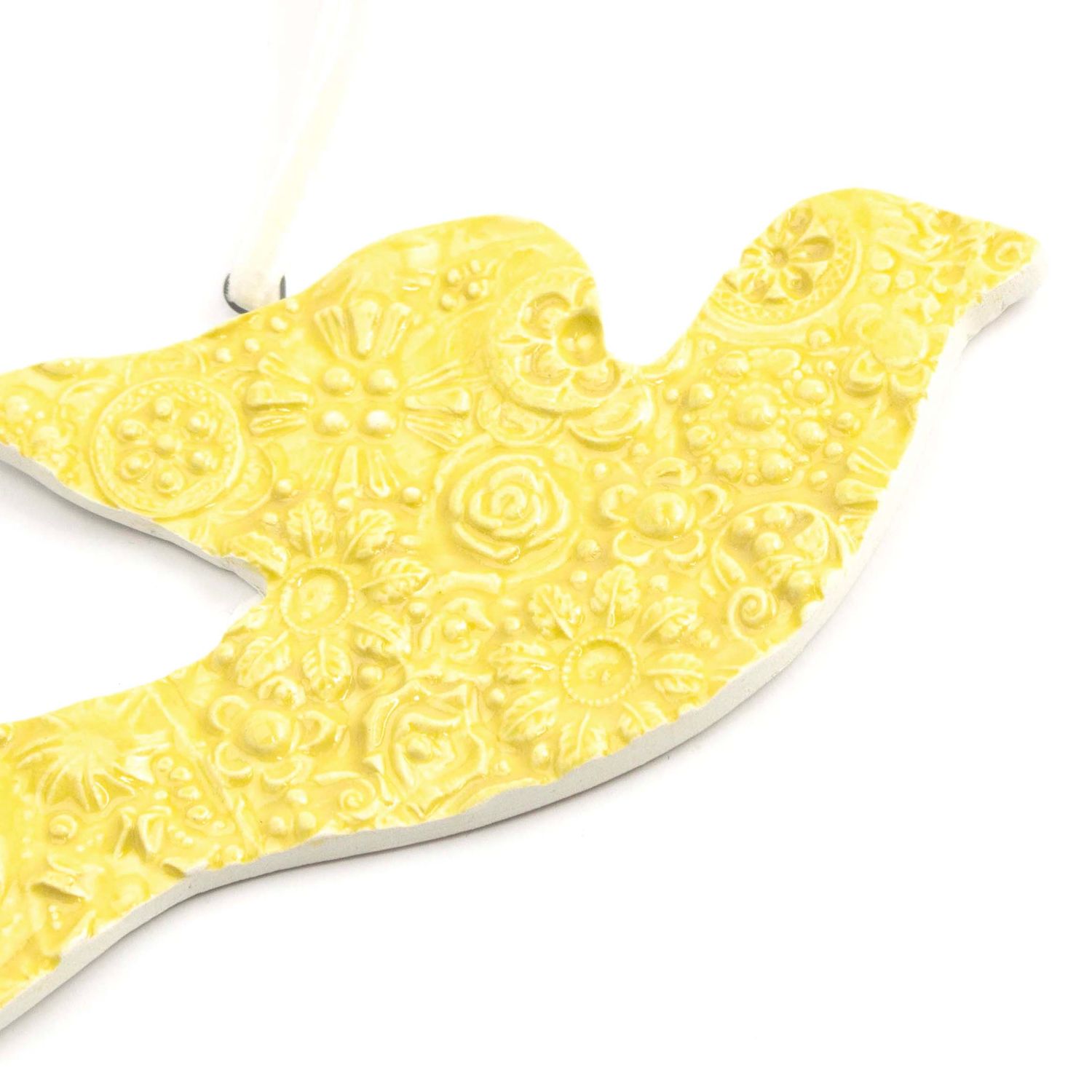 Dove Ornament: Yellow, ceramic BURR203