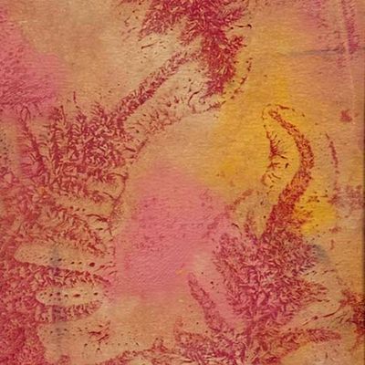 Tickled Pink, original gelli print SHAM016