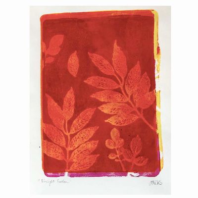 Firelight Garden, original gelli print SHAM014