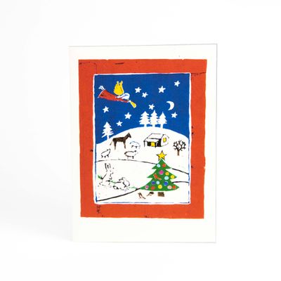 Christmas Scene with Angel, holiday card DHOJ037