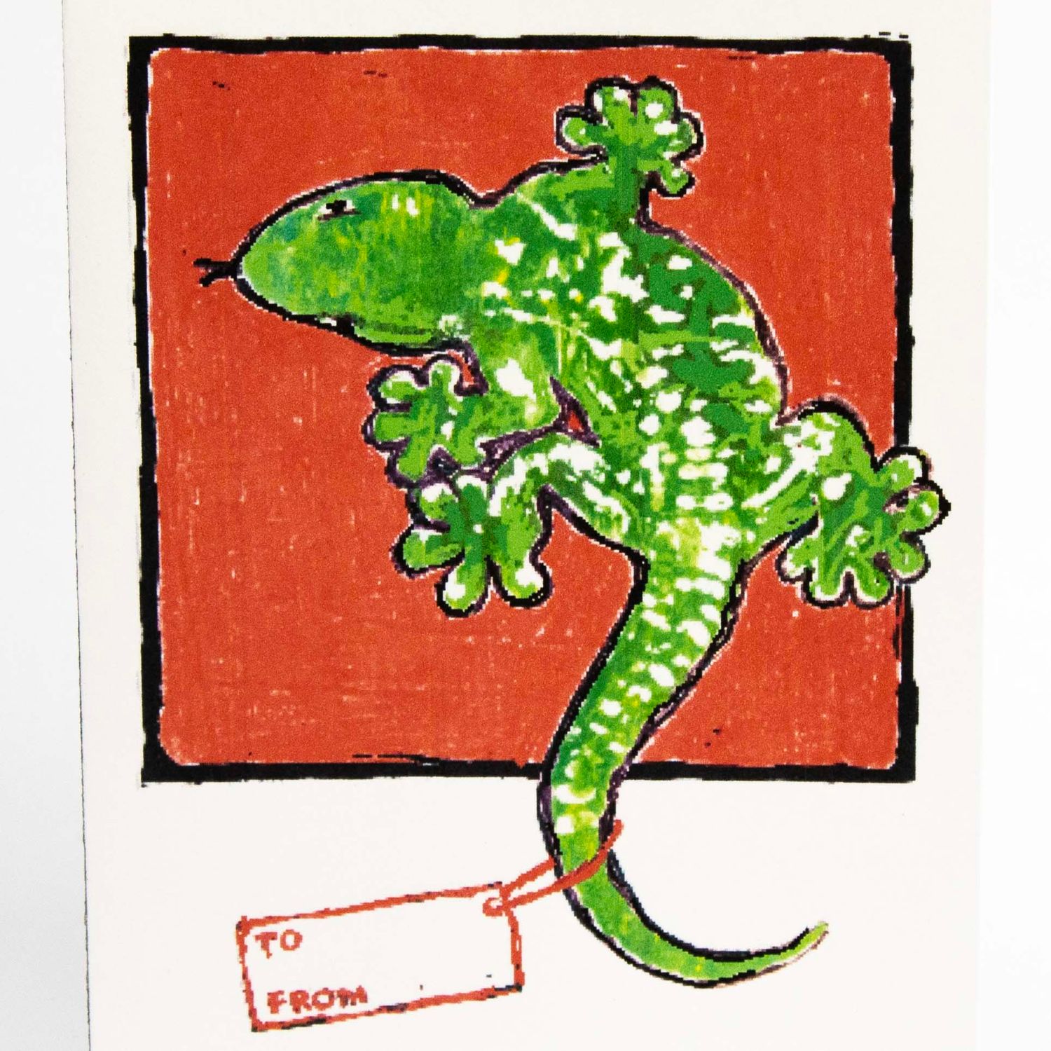 Lizard with Tag, holiday card DHOJ038