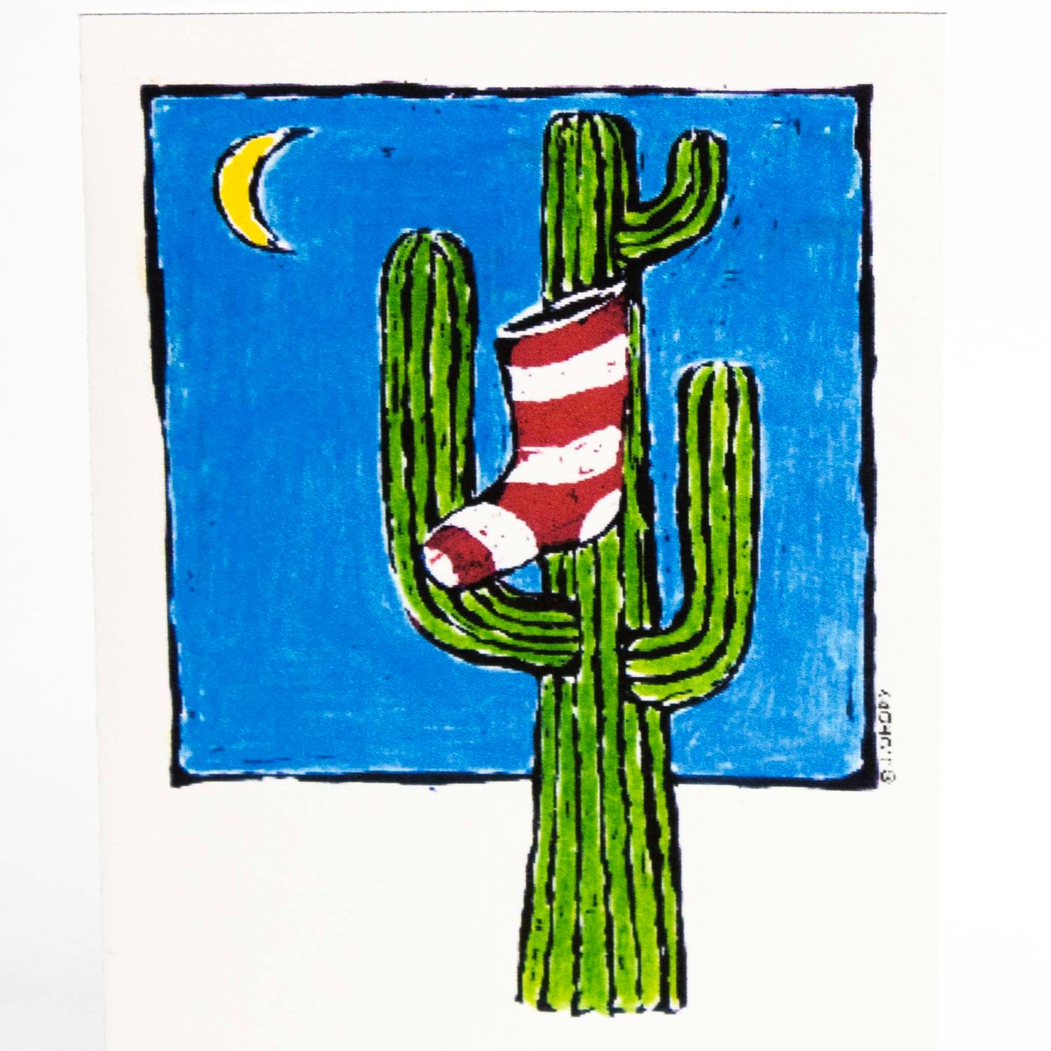 Cactus with Stocking, holiday card DHOJ036